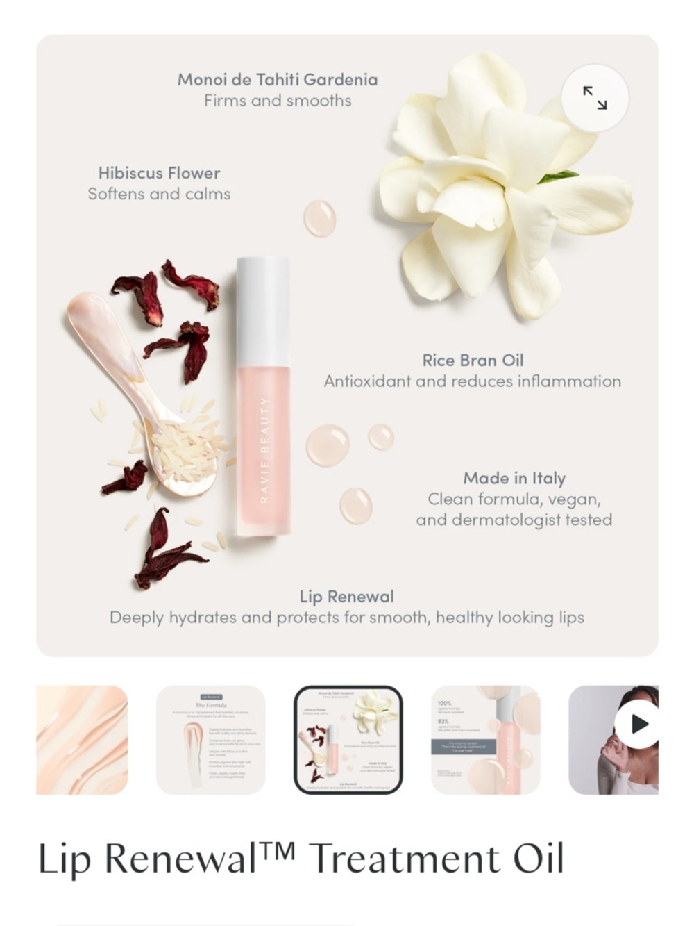Lip Renewal™ Treatment Oil - Peachy Nude RAVIE BEAUTY - Picture 4 of 9